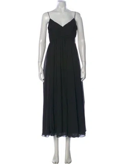 Pre-owned Mac Duggal V-neck Long Dress In Black