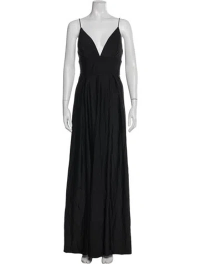 Pre-owned Mac Duggal V-neck Long Dress In Black