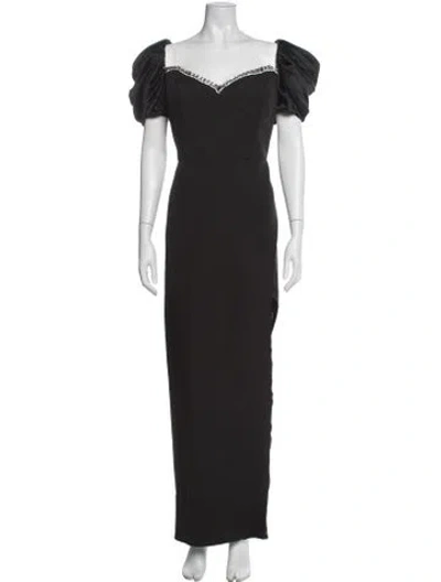 Pre-owned Mac Duggal V-neck Long Dress In Black