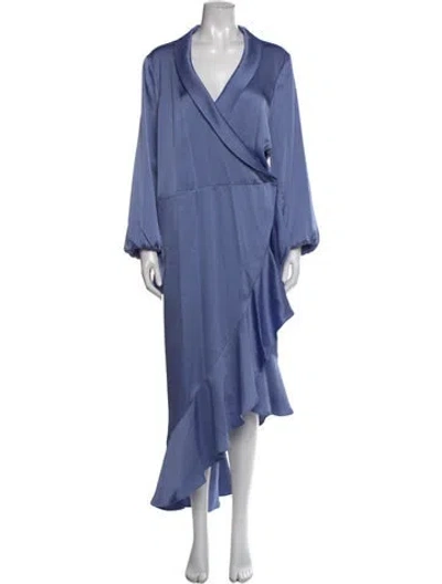 Pre-owned Mac Duggal V-neck Long Dress In Blue