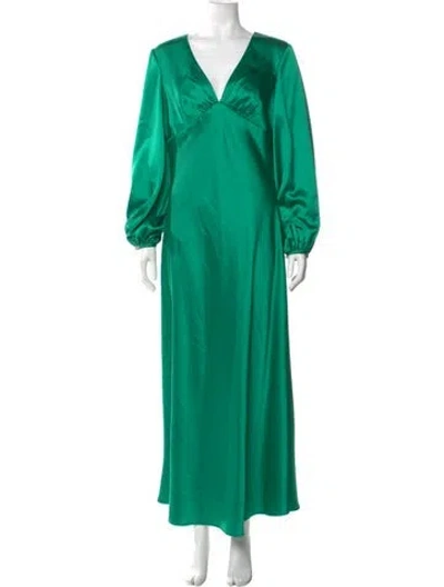 Pre-owned Mac Duggal V-neck Long Dress In Green