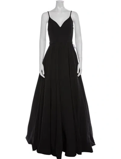 Pre-owned Mac Duggal V-neck Long Dress In Green