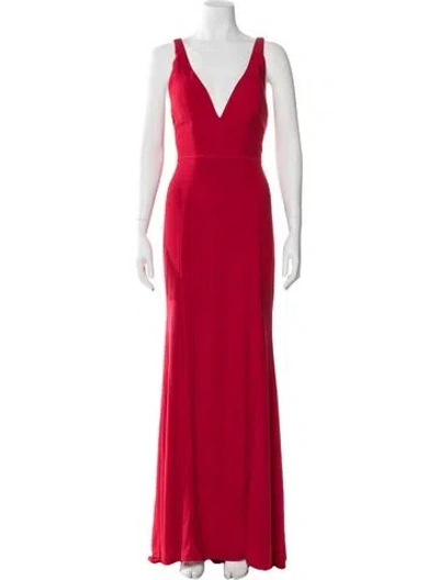 Pre-owned Mac Duggal V-neck Long Dress In Green