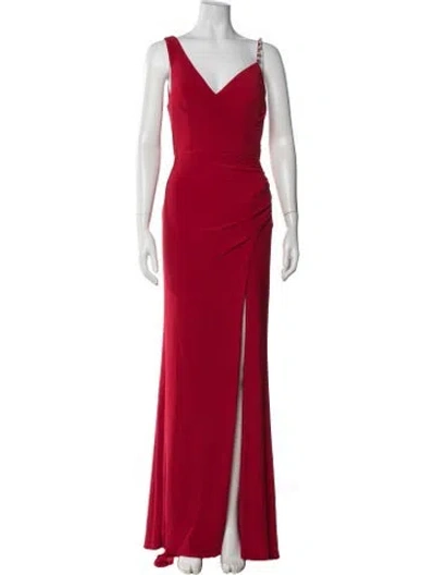 Pre-owned Mac Duggal V-neck Long Dress In Green