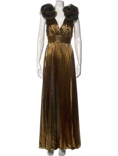 Pre-owned Mac Duggal V-neck Long Dress In Multi