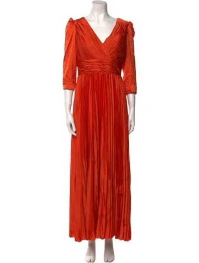Pre-owned Mac Duggal V-neck Long Dress In Orange