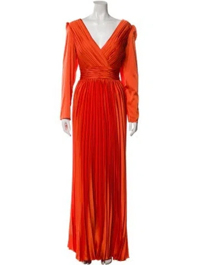 Pre-owned Mac Duggal V-neck Long Dress In Orange