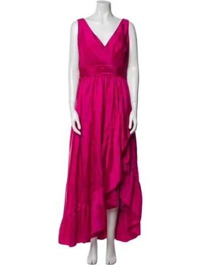 Pre-owned Mac Duggal V-neck Long Dress In Pink