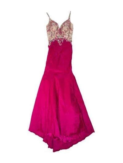 Pre-owned Mac Duggal V-neck Long Dress In Pink