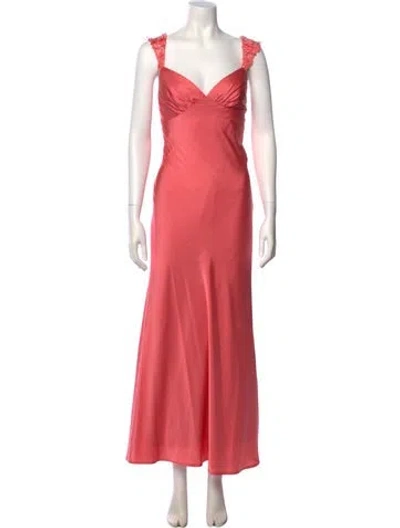 Pre-owned Mac Duggal V-neck Long Dress In Pink