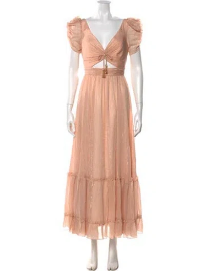 Pre-owned Mac Duggal V-neck Long Dress In Pink
