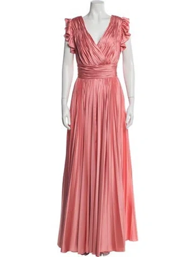 Pre-owned Mac Duggal V-neck Long Dress In Pink