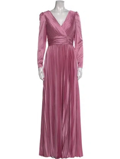 Pre-owned Mac Duggal V-neck Long Dress In Pink