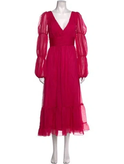 Pre-owned Mac Duggal V-neck Long Dress In Pink