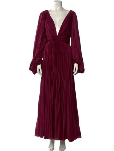 Pre-owned Mac Duggal V-neck Long Dress In Pink