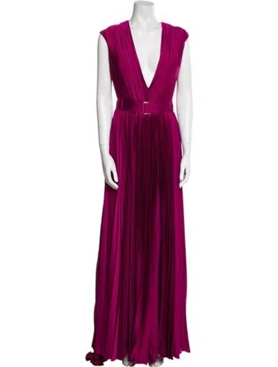 Pre-owned Mac Duggal V-neck Long Dress In Purple