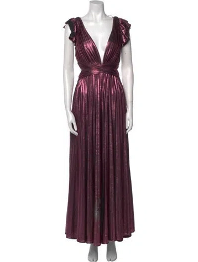 Pre-owned Mac Duggal V-neck Long Dress In Purple