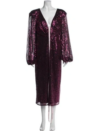 Pre-owned Mac Duggal V-neck Long Dress In Purple