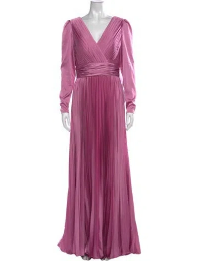 Pre-owned Mac Duggal V-neck Long Dress In Purple