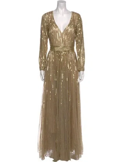 Pre-owned Mac Duggal V-neck Long Dress W/ Tags