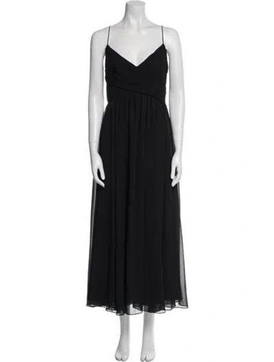 Pre-owned Mac Duggal V-neck Long Dress W/ Tags In Black