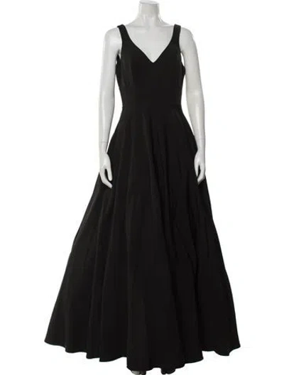 Pre-owned Mac Duggal V-neck Long Dress W/ Tags In Black