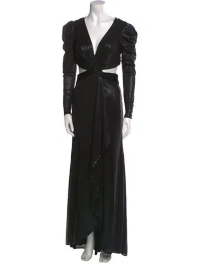 Pre-owned Mac Duggal V-neck Long Dress W/ Tags In Black