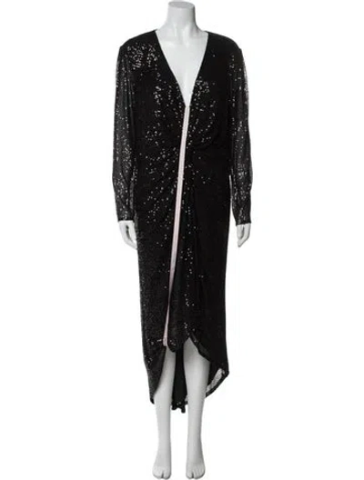 Pre-owned Mac Duggal V-neck Long Dress W/ Tags In Black