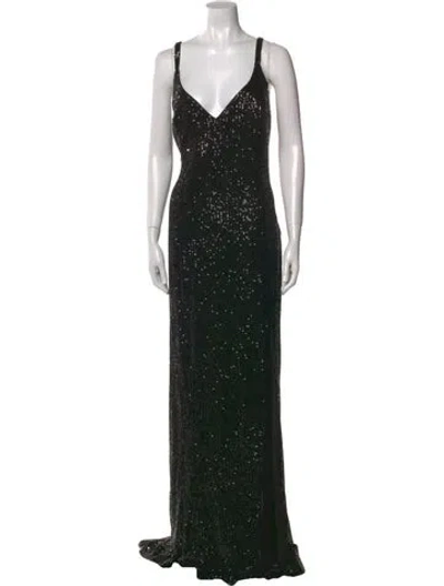 Pre-owned Mac Duggal V-neck Long Dress W/ Tags In Black