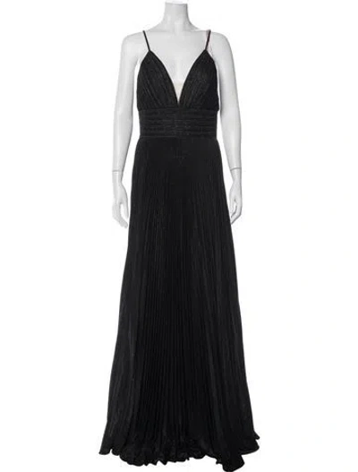 Pre-owned Mac Duggal V-neck Long Dress W/ Tags In Black