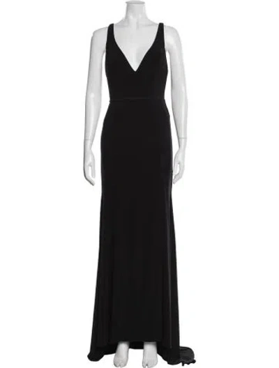 Pre-owned Mac Duggal V-neck Long Dress W/ Tags In Black