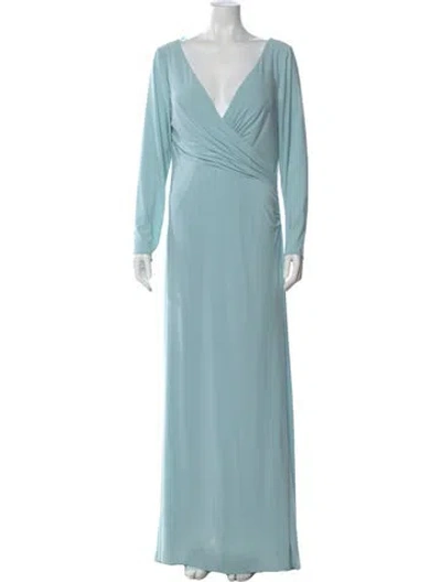 Pre-owned Mac Duggal V-neck Long Dress W/ Tags In Blue