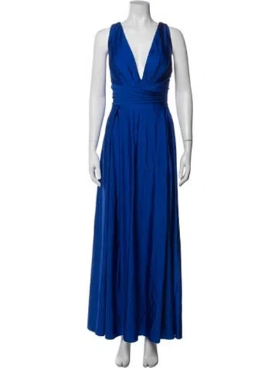 Pre-owned Mac Duggal V-neck Long Dress W/ Tags In Blue