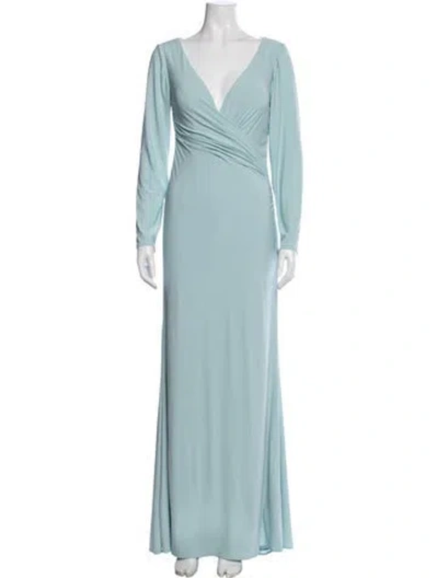 Pre-owned Mac Duggal V-neck Long Dress W/ Tags In Blue
