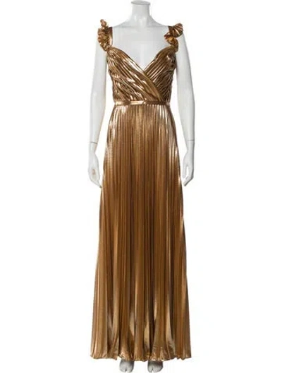 Pre-owned Mac Duggal V-neck Long Dress W/ Tags In Brown