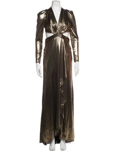 Pre-owned Mac Duggal V-neck Long Dress W/ Tags In Brown