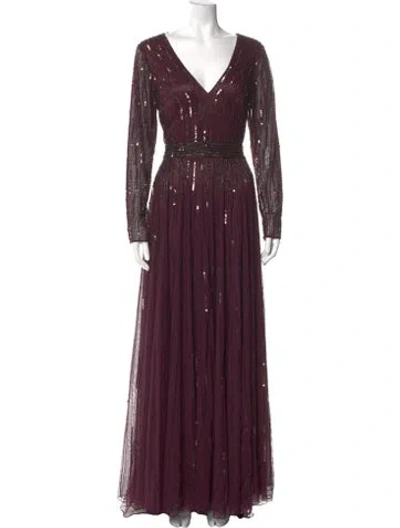 Pre-owned Mac Duggal V-neck Long Dress W/ Tags In Burgundy