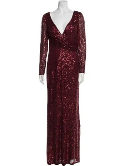 Pre-owned Mac Duggal V-neck Long Dress W/ Tags In Burgundy