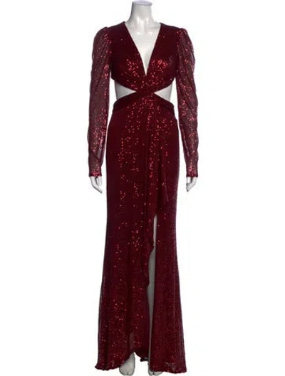 Pre-owned Mac Duggal V-neck Long Dress W/ Tags In Burgundy