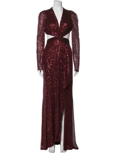 Pre-owned Mac Duggal V-neck Long Dress W/ Tags In Burgundy