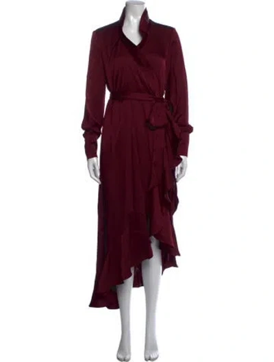 Pre-owned Mac Duggal V-neck Long Dress W/ Tags In Burgundy