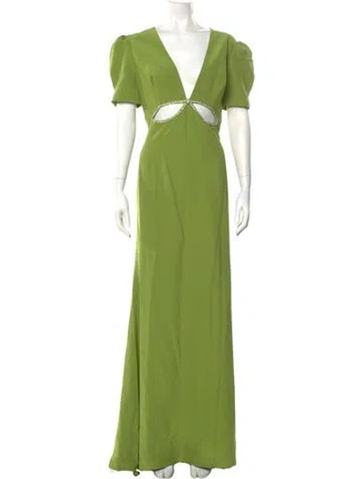 Pre-owned Mac Duggal V-neck Long Dress W/ Tags In Green