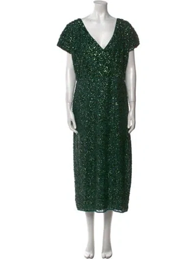 Pre-owned Mac Duggal V-neck Long Dress W/ Tags In Green