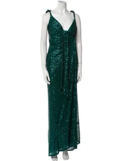 Pre-owned Mac Duggal V-neck Long Dress W/ Tags In Green