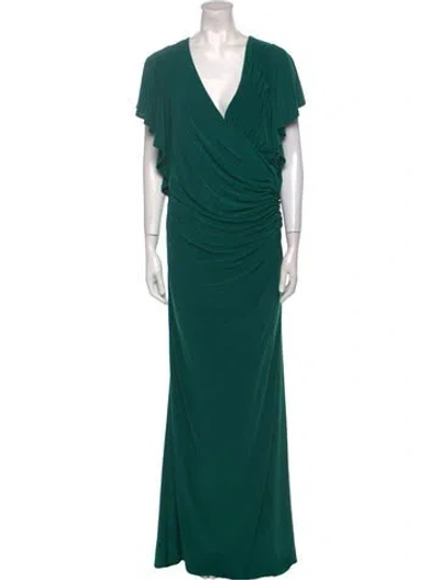 Pre-owned Mac Duggal V-neck Long Dress W/ Tags In Green
