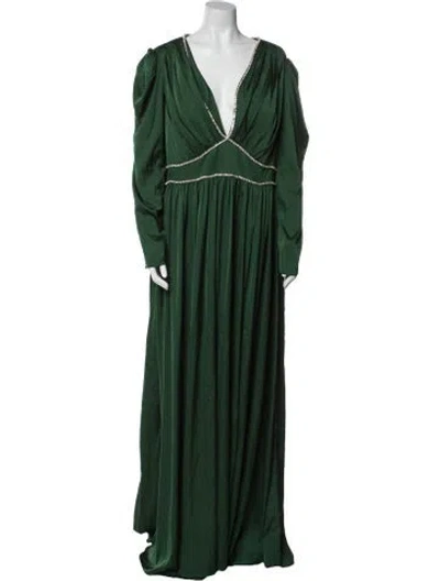 Pre-owned Mac Duggal V-neck Long Dress W/ Tags In Green