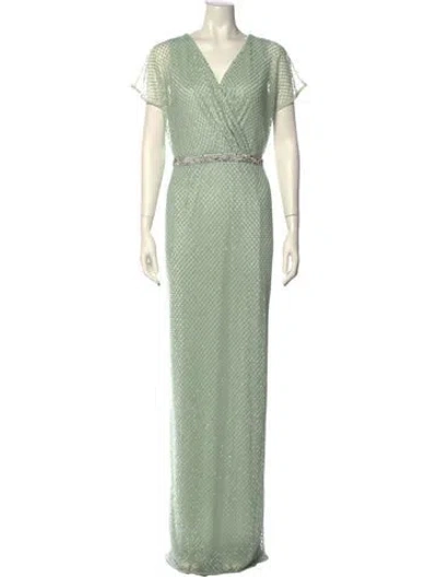 Pre-owned Mac Duggal V-neck Long Dress W/ Tags In Green