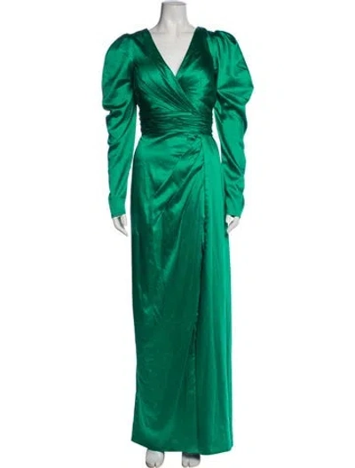 Pre-owned Mac Duggal V-neck Long Dress W/ Tags In Green