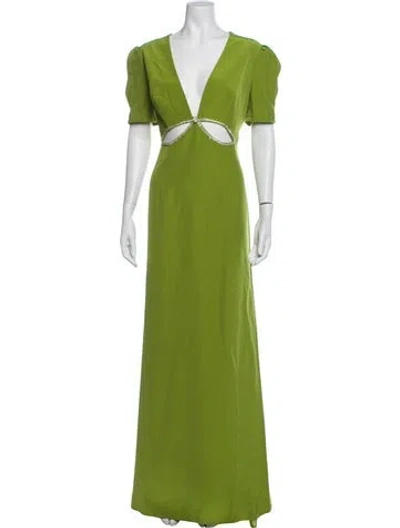 Pre-owned Mac Duggal V-neck Long Dress W/ Tags In Green
