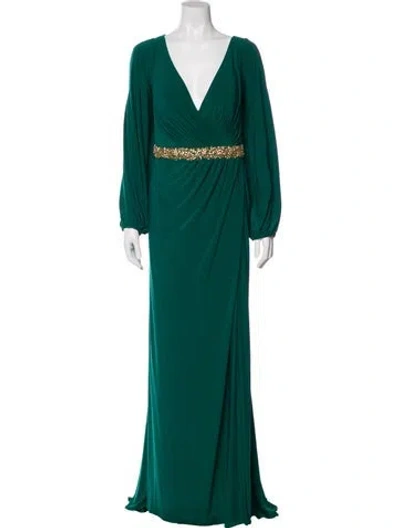 Pre-owned Mac Duggal V-neck Long Dress W/ Tags In Green